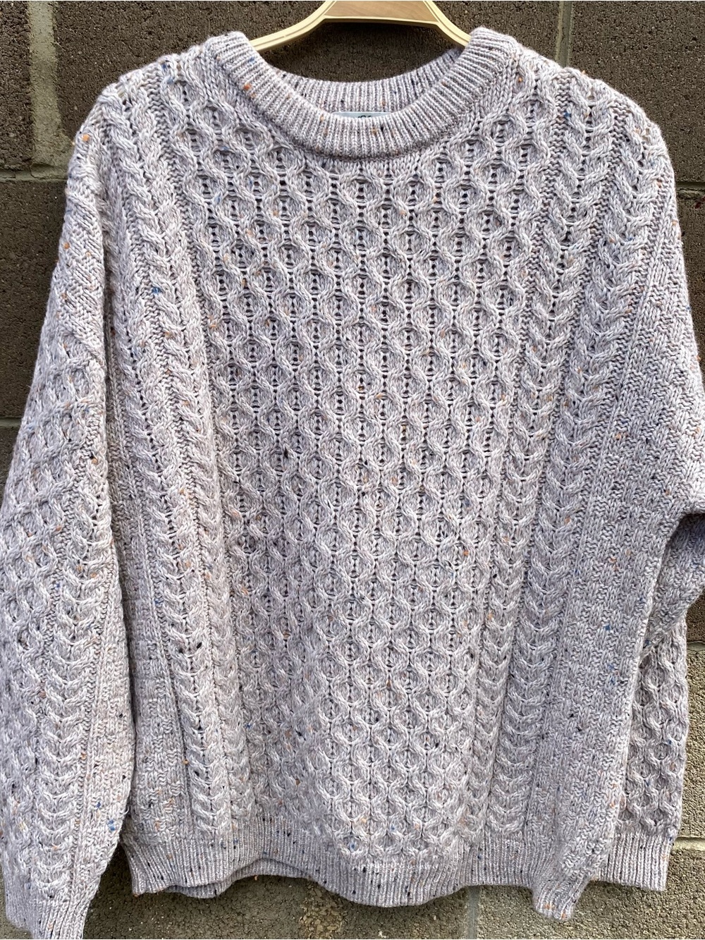 Aran Crafts Sweater Mens Large Fisherman Merino Wool Cable Knit Crewneck Ireland